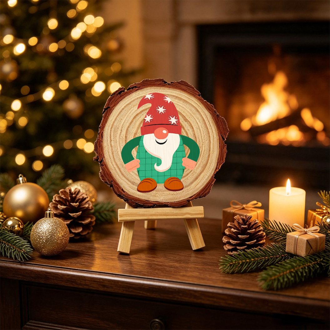 Malen nach Zahlen Baumscheibe - Weihnachtswichtel