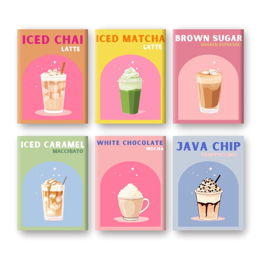 Malen nach Zahlen - Malen nach Zahlen – 6 Mini-Gemälde | Buntes Kaffee-Deluxe-Set