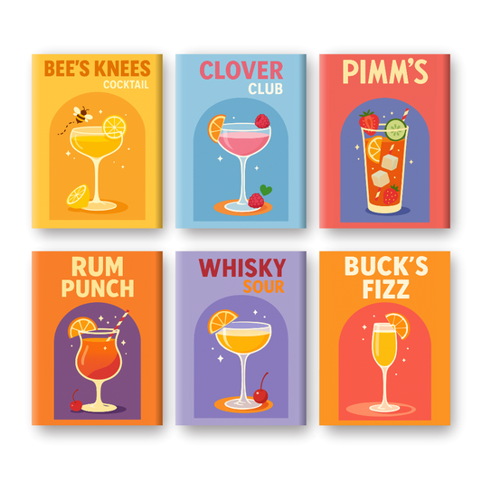 Malen nach Zahlen - Malen nach Zahlen – 6 Mini-Gemälde | UK Cocktail-Set