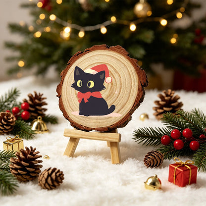 Malen nach Zahlen Baumscheibe - Weihnachtskatze