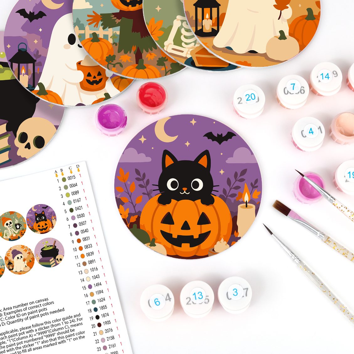 Malen nach Zahlen Untersetzer-Set – Halloween