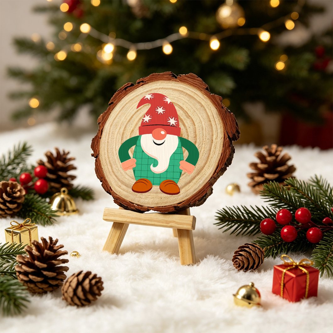 Malen nach Zahlen Baumscheibe - Weihnachtswichtel