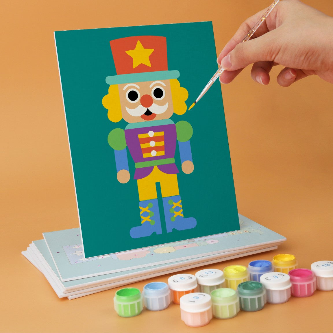 6 Mini-Gemälde auf Holzplatte – Nussknacker Set