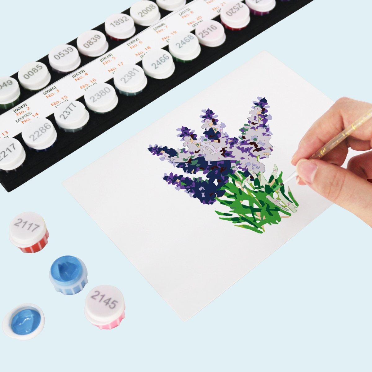 Malen nach Zahlen - 5 Postkarten – Blumen Set