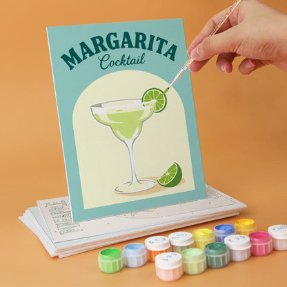6 Mini-Gemälde auf Holzplatte – Bunte Cocktails Set