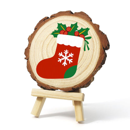 Malen nach Zahlen Baumscheibe - Weihnachtsstrumpf