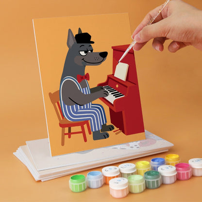 6 Mini-Gemälde auf Holzplatte – Schicke Hunde Set