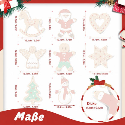 8 XL Weihnachtsanhängern | Lebkuchen-Weihnachtsset