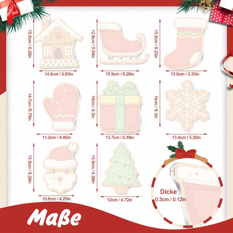 8 XL Weihnachtsanhängern | Klassisches Weihnachtsplätzchen-Set