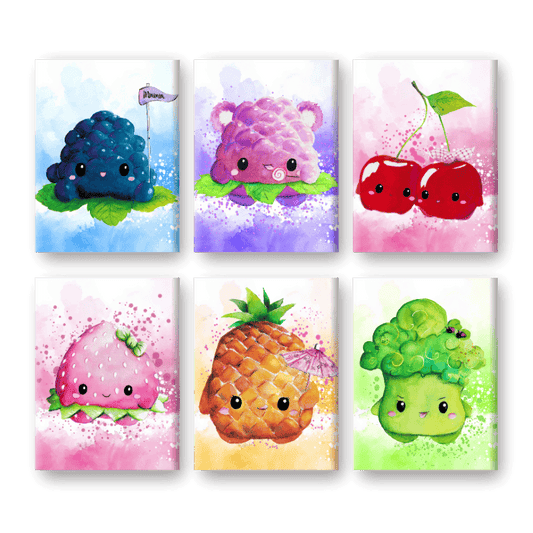 Malen nach Zahlen - 6 Mini-Gemälde | Kawaii Foods Set - by Tiny Tami