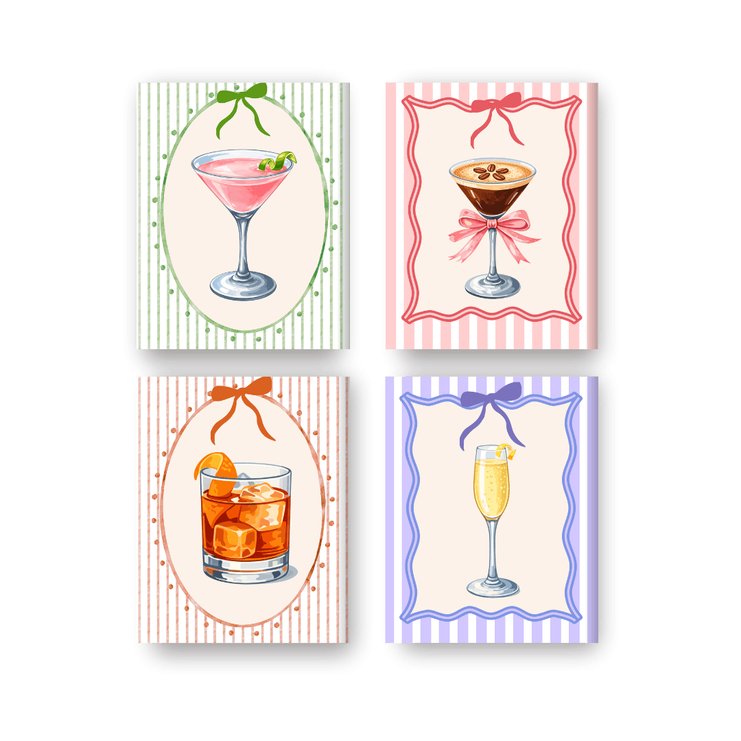 4 Mini-Gemälde | Bunte Cocktails Set - Malen nach Zahlen