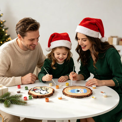 Malen nach Zahlen Baumscheibe - Weihnachtspinguin