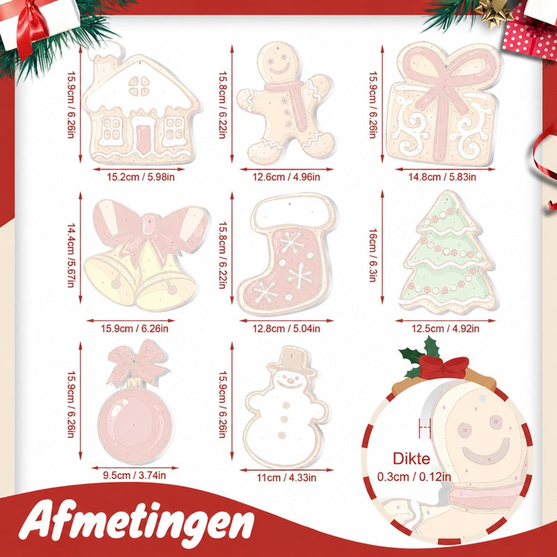 8 XL Weihnachtsanhängern | Fröhliches Weihnachtsplätzchen-Set