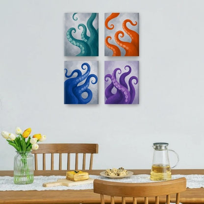 4 Mini-Gemälde | Tentakel Set