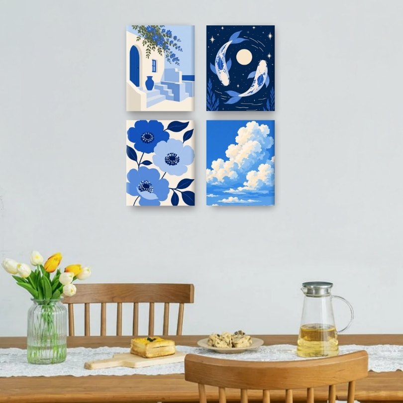 4 Mini-Gemälde | Verträumte Himmel Set