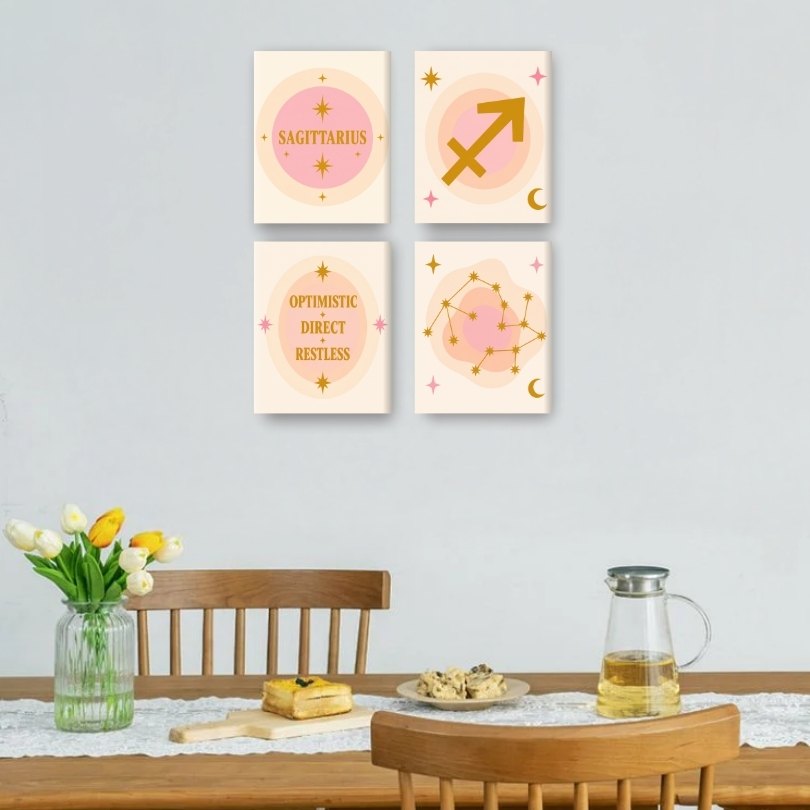 4 Mini-Gemälde | Schütze Set