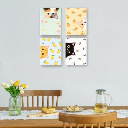 4 Mini-Gemälde | Guck-Guck Katzen Set