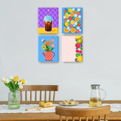 4 Mini-Gemälde | Frisch & Fruchtig Set