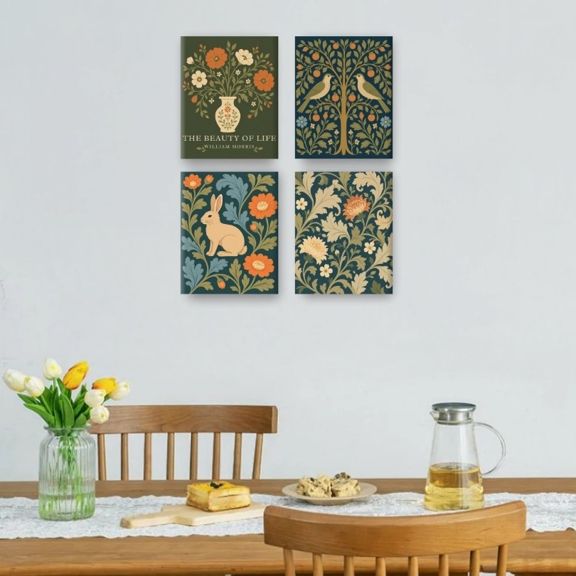 4 Mini-Gemälde | Garten Tapisserie Set