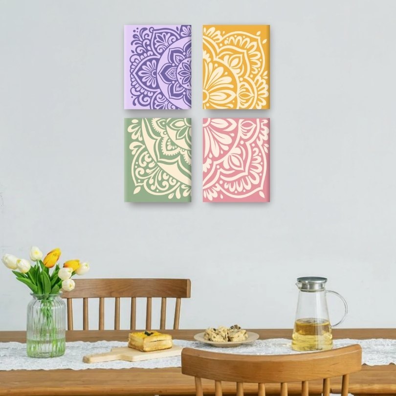4 Mini-Gemälde | Mandala Set