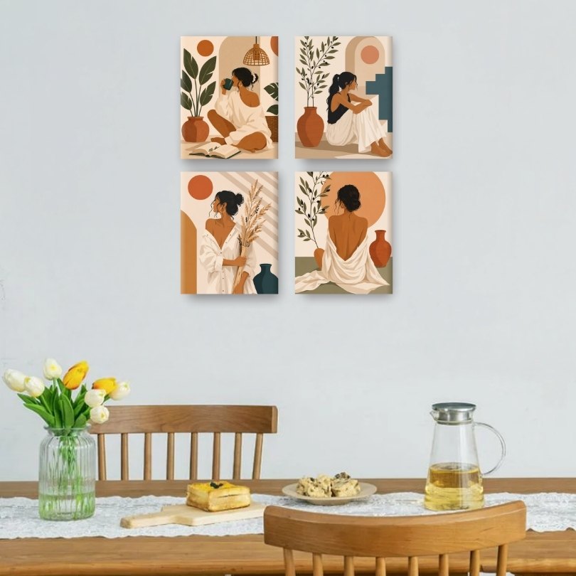 4 Mini-Gemälde | Boho Momente Set