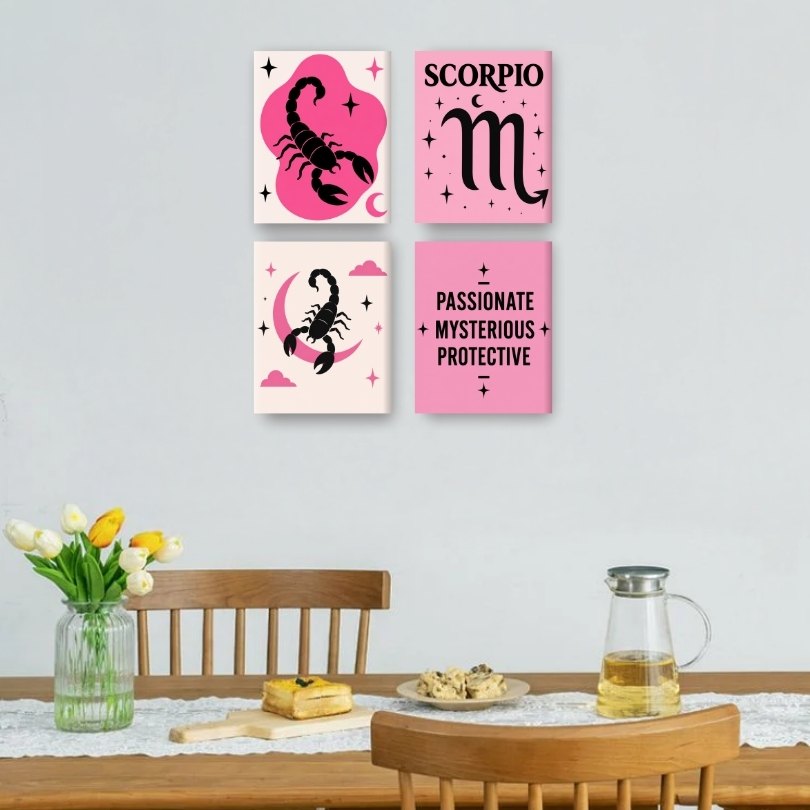 4 Mini-Gemälde | Skorpion Set