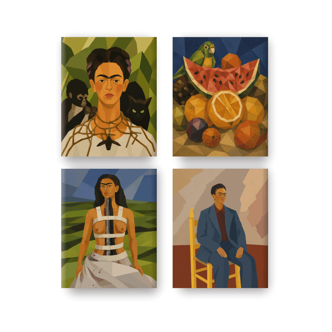 4 Mini-Gemälde | Fridas Kreationen Set - Malen nach Zahlen
