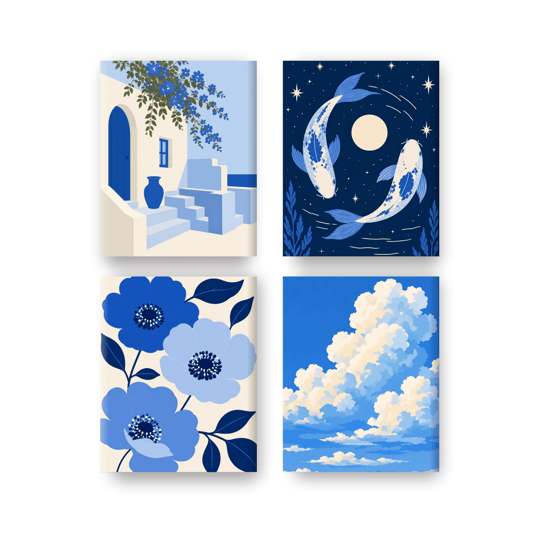 4 Mini-Gemälde | Verträumte Himmel Set - Malen nach Zahlen