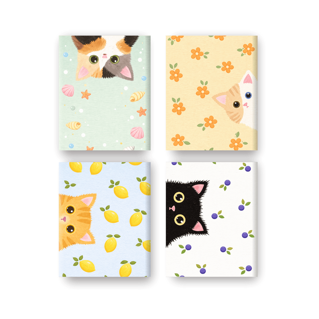 4 Mini-Gemälde | Guck-Guck Katzen Set - Malen nach Zahlen