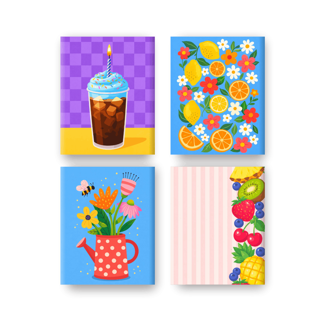 4 Mini-Gemälde | Frisch & Fruchtig Set - Malen nach Zahlen