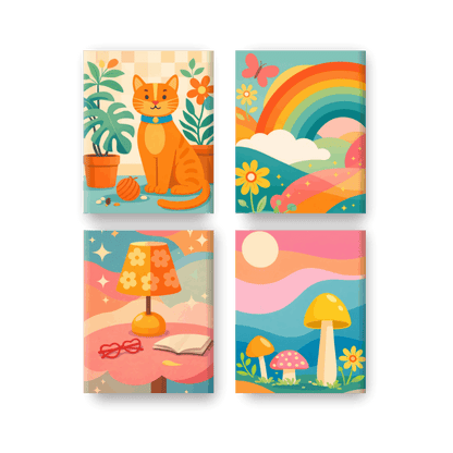 4 Mini-Gemälde | Regenbogen-Träume Set - Malen nach Zahlen