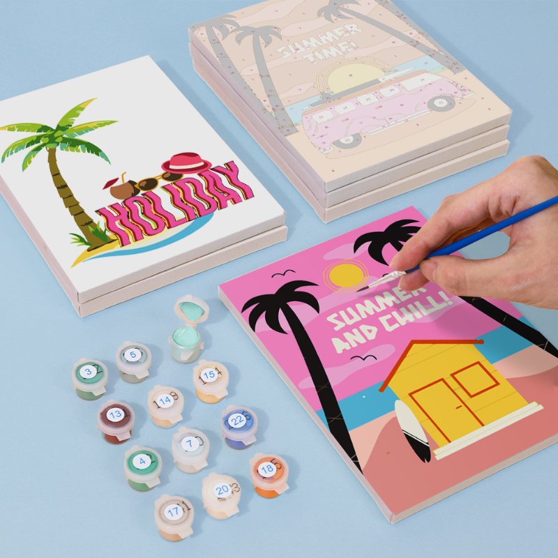 Malen nach Zahlen – 6 Mini-Gemälde | Sommer-Set