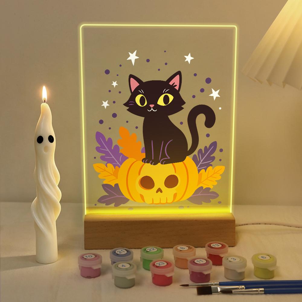 Malen nach Zahlen Halloween Lampe – Kürbiskatze