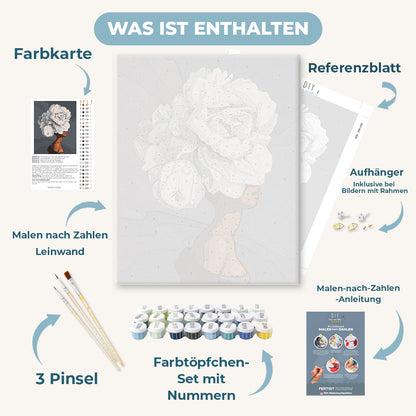 Malen nach Zahlen - Frau mit Blumenhaar