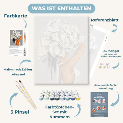 Malen nach Zahlen - Frau mit weißen Oberteil