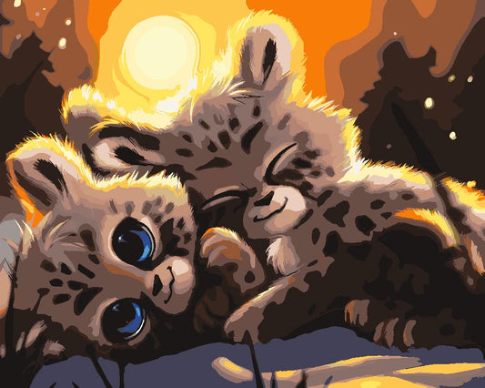 Malen nach Zahlen - Malen nach Zahlen - Kuschelnde Leoparden - by Vink