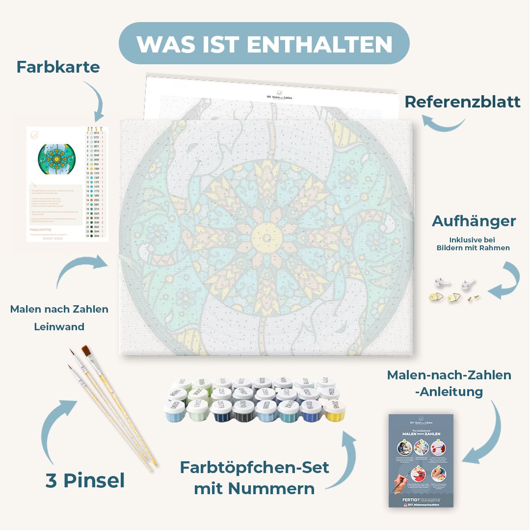 Malen nach Zahlen - Mandala - Elefant