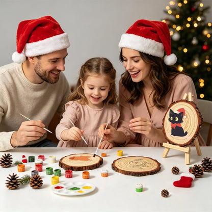 Malen nach Zahlen Baumscheibe - Weihnachtskatze