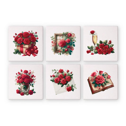 Malen nach Zahlen - Malen nach Zahlen - 6 Mini- Gemälde | Valentinstag-Set