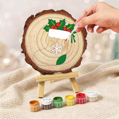 Malen nach Zahlen Baumscheibe - Weihnachtsstrumpf