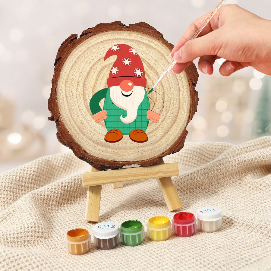 Malen nach Zahlen Baumscheibe - Weihnachtswichtel