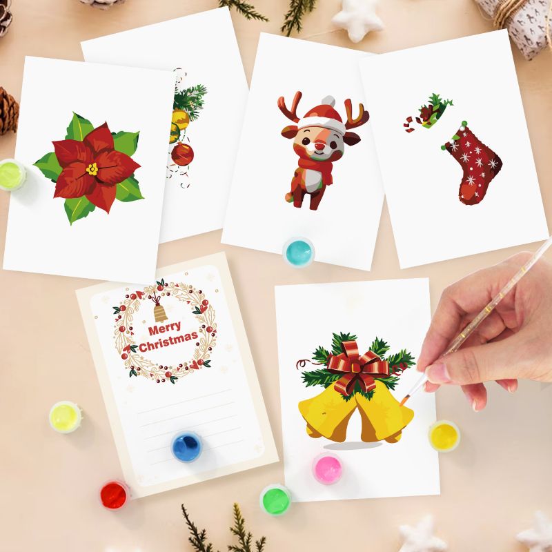 Malen nach Zahlen - 5 Postkarten – Weihnachtsset
