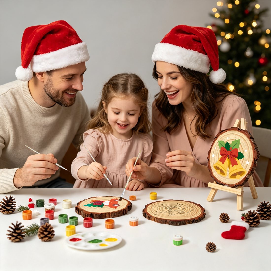 Malen nach Zahlen Baumscheibe - Weihnachtsglocken