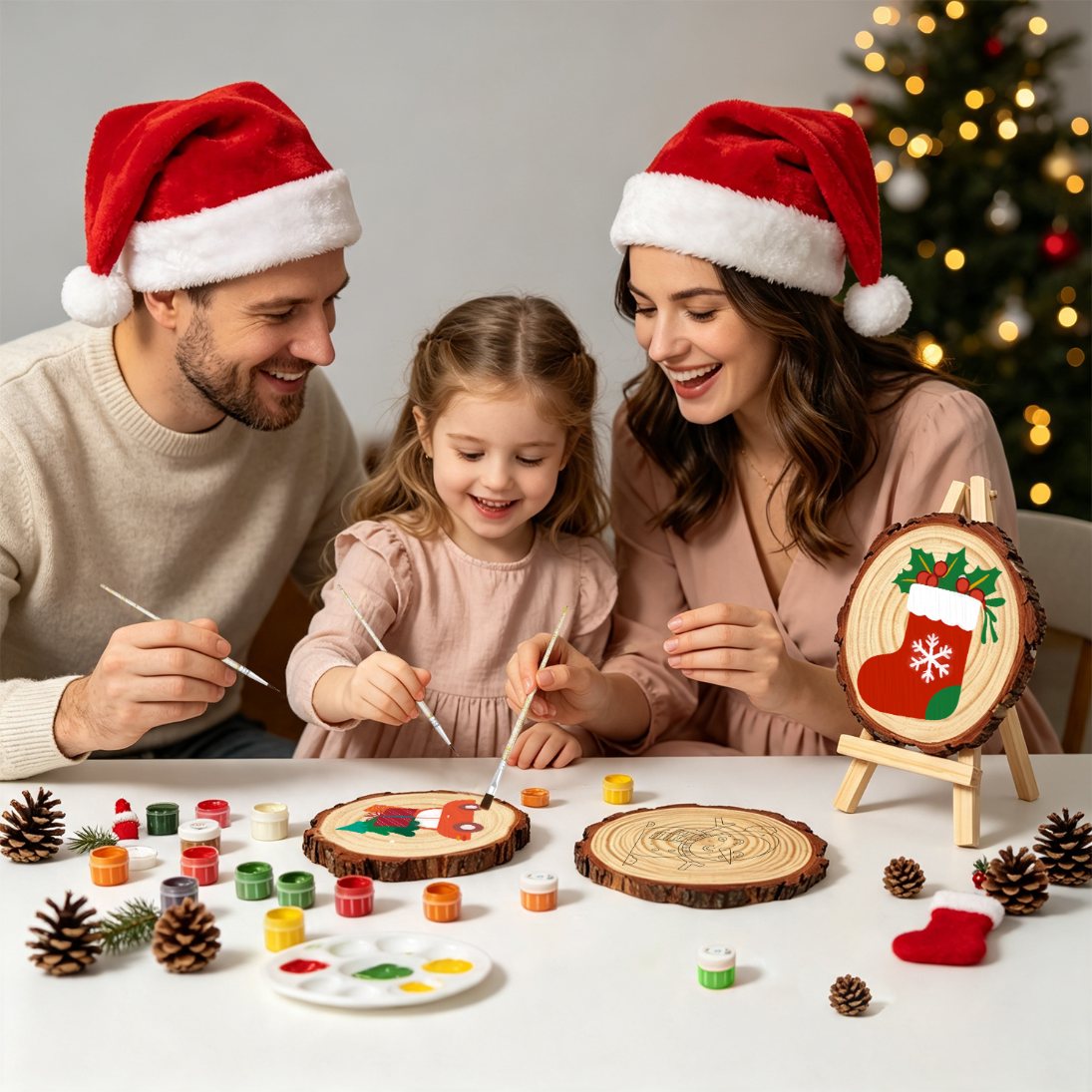 Malen nach Zahlen Baumscheibe - Weihnachtsstrumpf