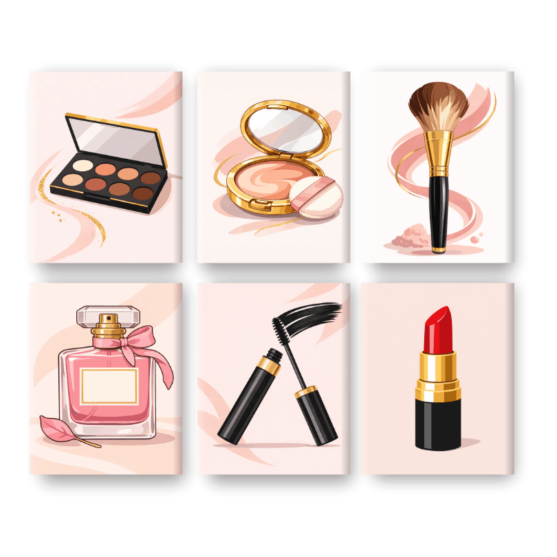 6 Mini-Gemälde | Make-up Set - Malen nach Zahlen