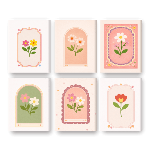 6 Mini-Gemälde | Frühlingsblumen Set - Malen nach Zahlen