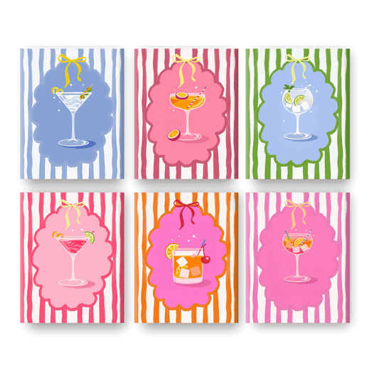 6 Mini-Gemälde | Trendige Cocktails Set - Malen nach Zahlen