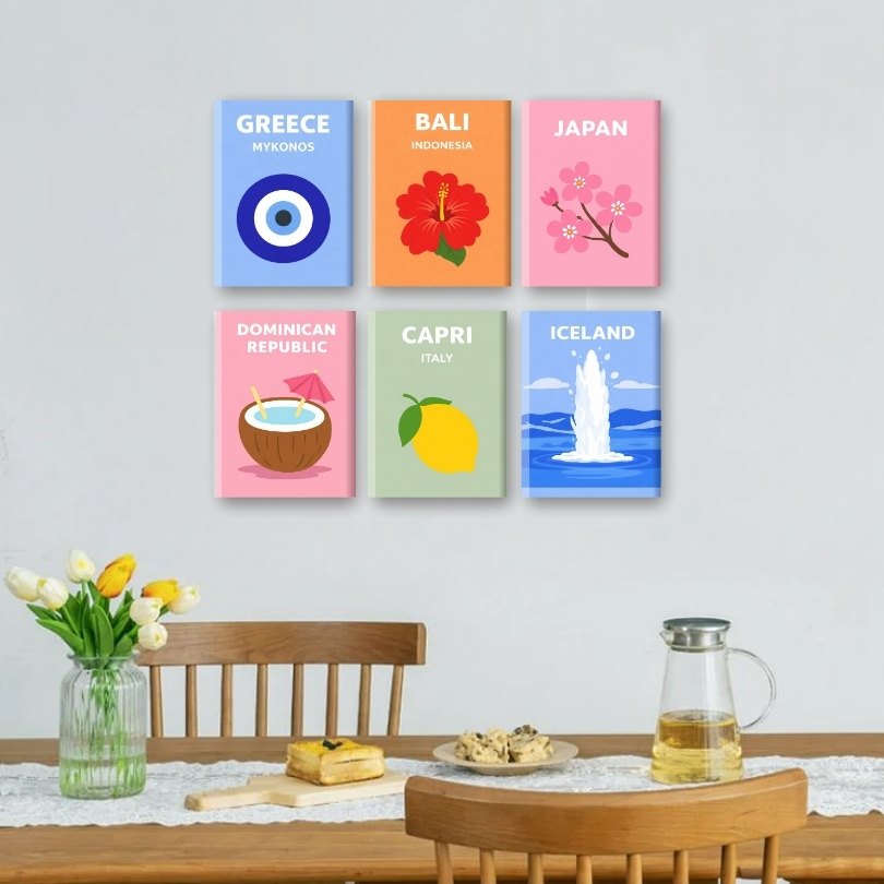 6 Mini-Gemälde | Weltreise Set