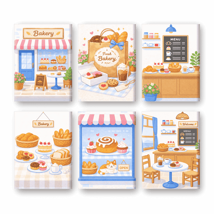 6 Mini-Gemälde | Bäckerei Set-Malen nach zahlen