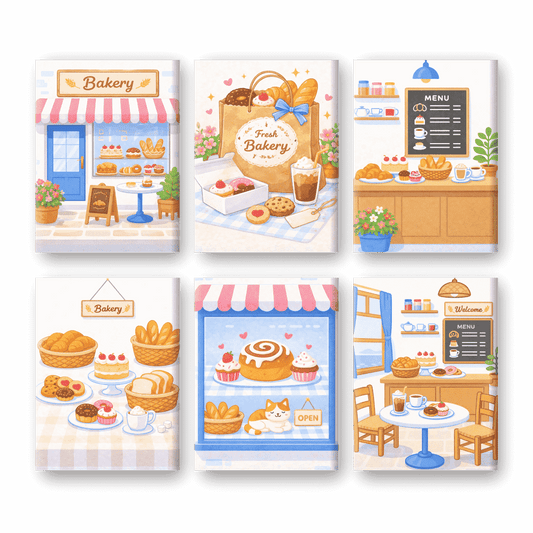 6 Mini-Gemälde | Bäckerei Set-Malen nach zahlen